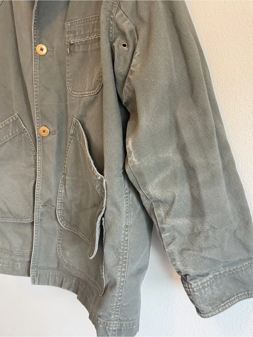 Vintage LL Bean Field Jacket With Removable Plaid Liner Size M Reg Green READ